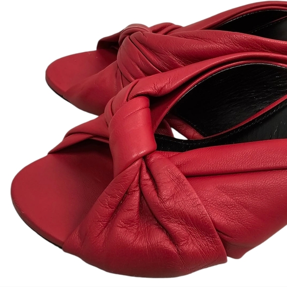 Balenciaga Drapy Red Twisted Leather Knife Open Toe Mule Pumps SZ 36 - Picture 8 of 12
